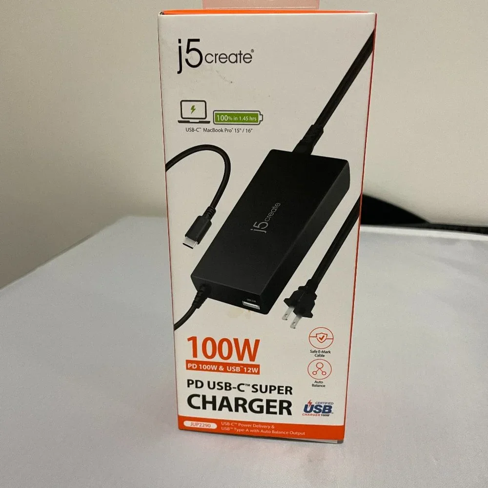 New j5create JUP2290 100W PD USB-C Super Charger for Laptop, Notebook, Tablet